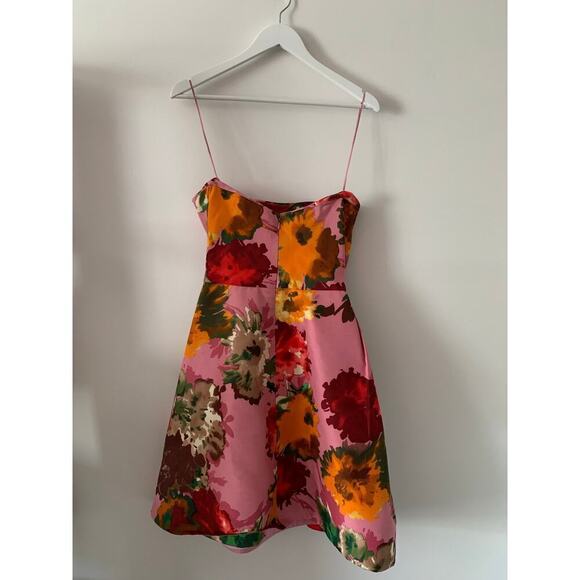 Oscar De La Renta Floral Mini Dress Size 8 - Picture 2 of 4